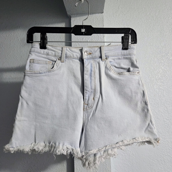 Divided Pants - Divided Light Blue Jean Shorts with Frayed Hem